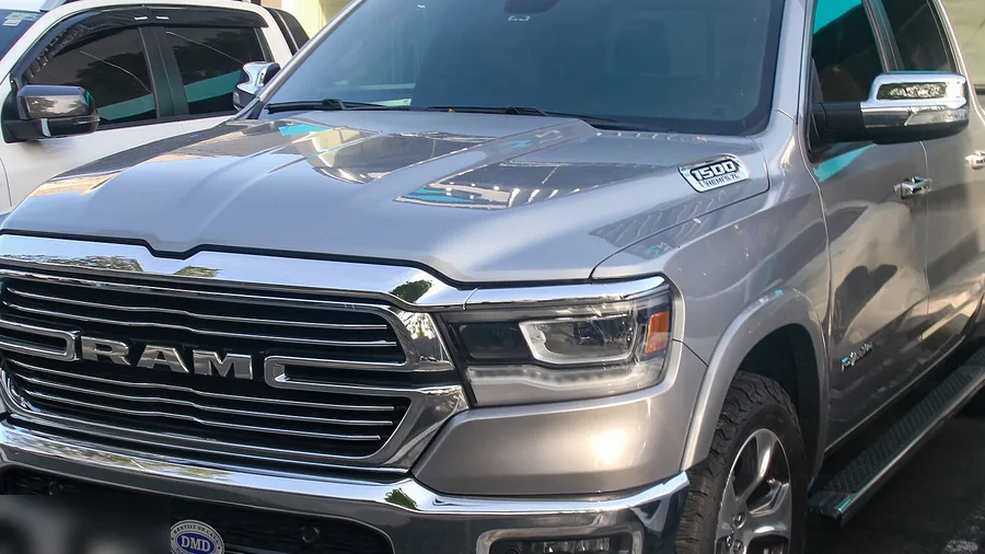 2026 Ram 1500 Laramie, silver, front three-quarter view