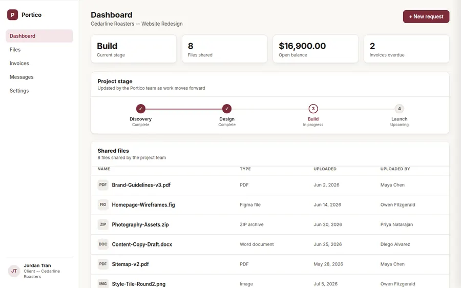 Portico client portal screenshot